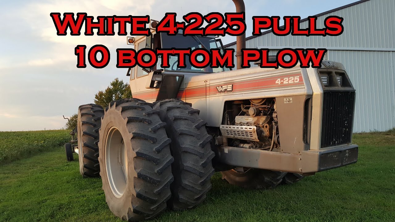 White 4-225 plowing with 10 bottom Oliver plow. CAT V8 Turbo Power!