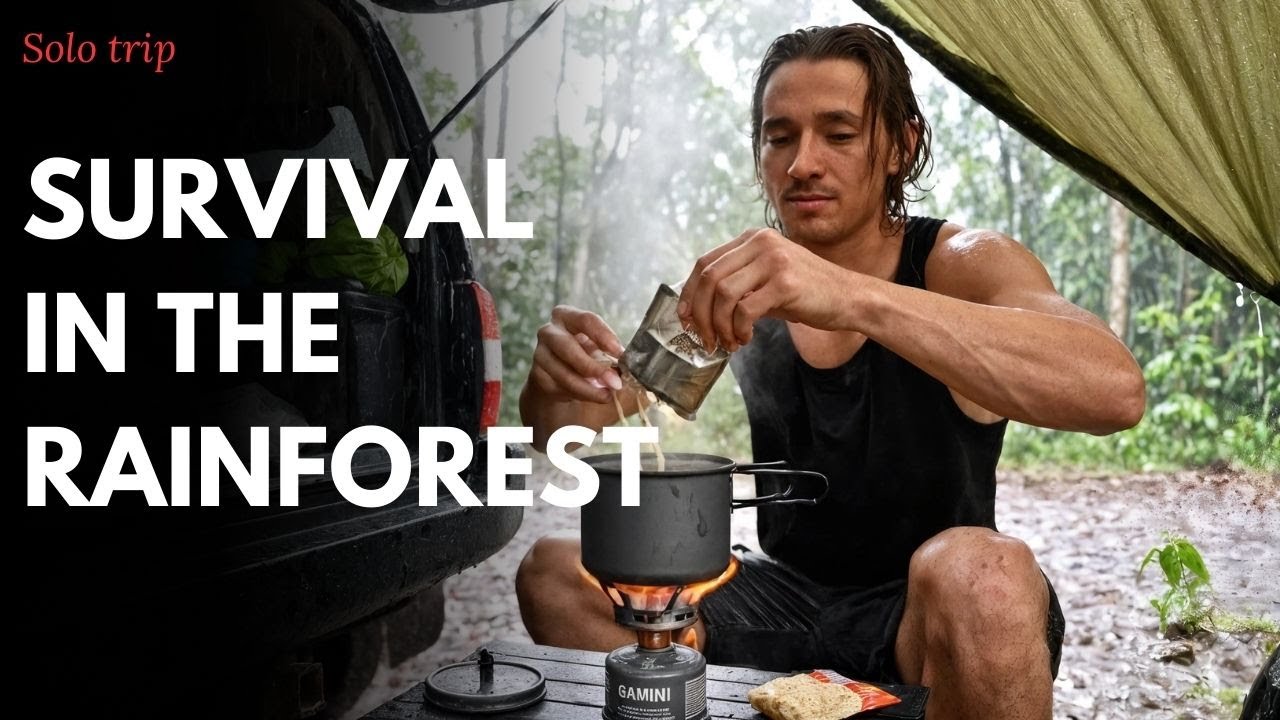 Solo Trip: Camping Alone in the Rainy Forest | Cooking Simple Meals & Sleeping in the Car