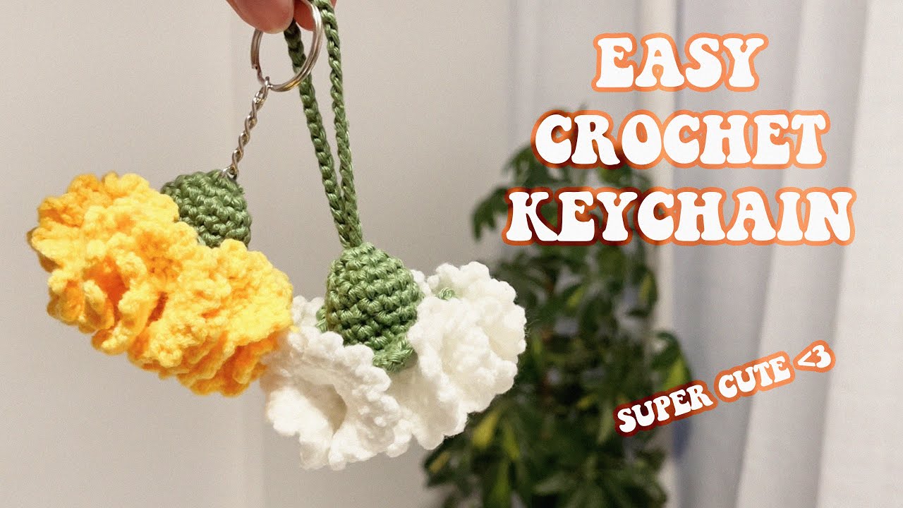 Llavero con Forma de Clavel a Crochet Super Fácil | Tutorial Paso a Paso