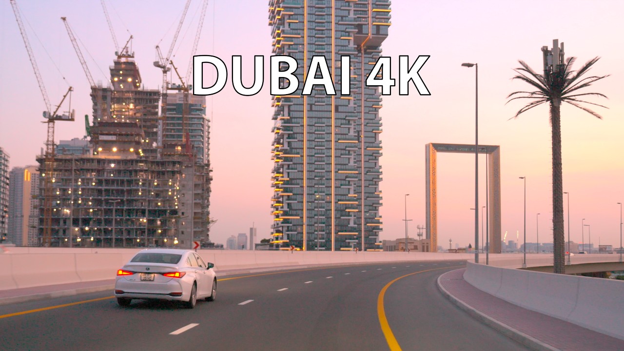 Dubai 4K - Driving Downtown - Skyline Sunrise