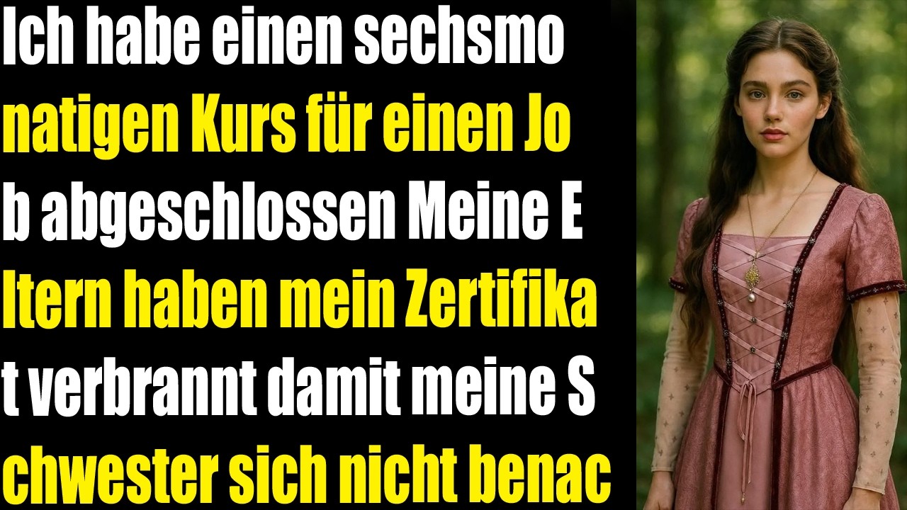 Ich beendete einen 6-Monats Kurs  meine Eltern verbrannten mein Zertifikat wegen meiner Schwester...