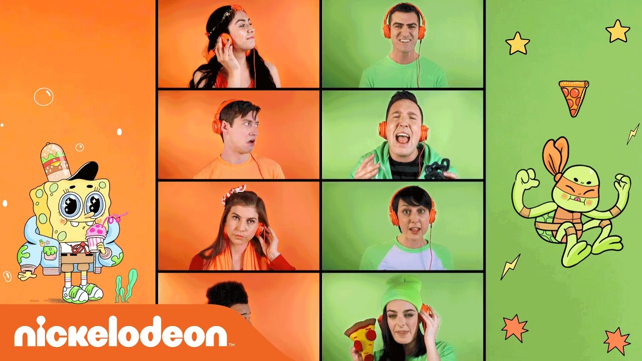 SpongeBob vs. TMNT Acapella Theme Song #ReadAlong | Nick
