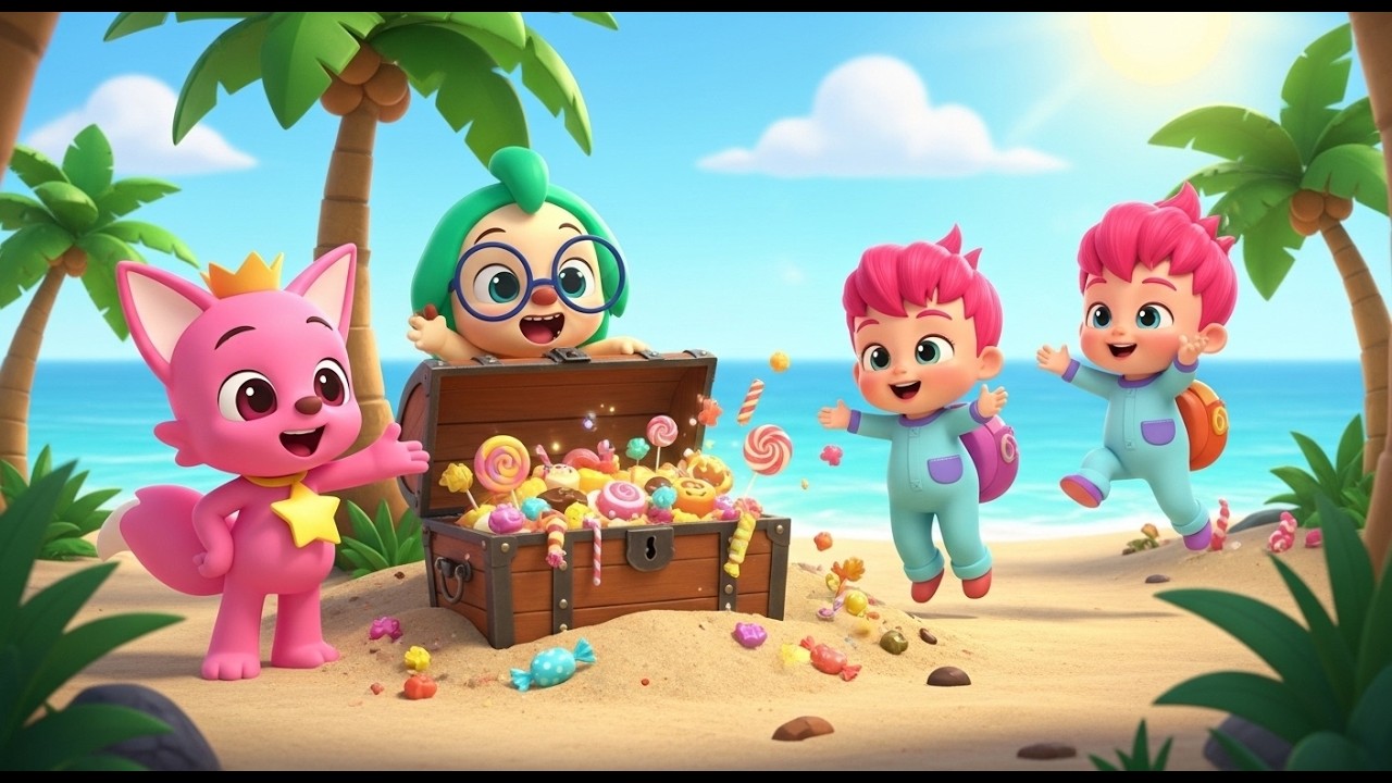 Candy Treasure Hunt! 🍬🌴 Pinkfong & Bebefinn’s Magical Beach Adventure | Pinkfong Animation