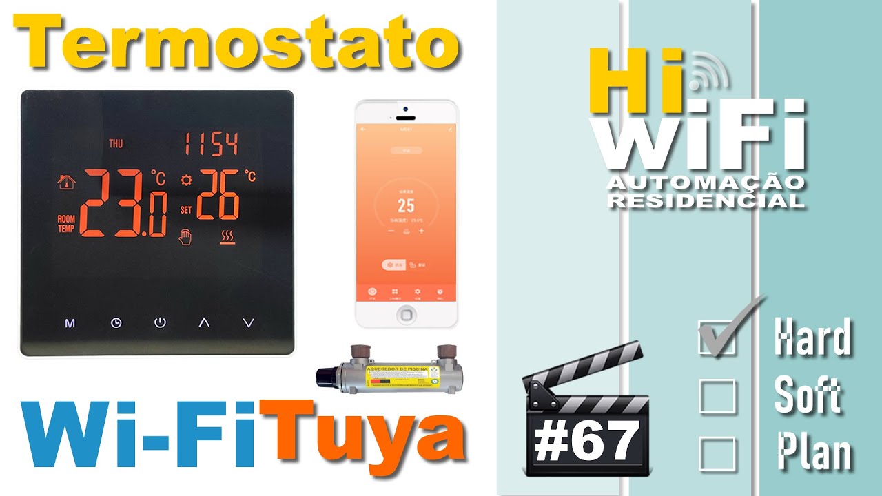 Painel de Controle Termostato Wi-Fi Tuya aciona moto-bomba com aquecedor elétrico de piscina - 67