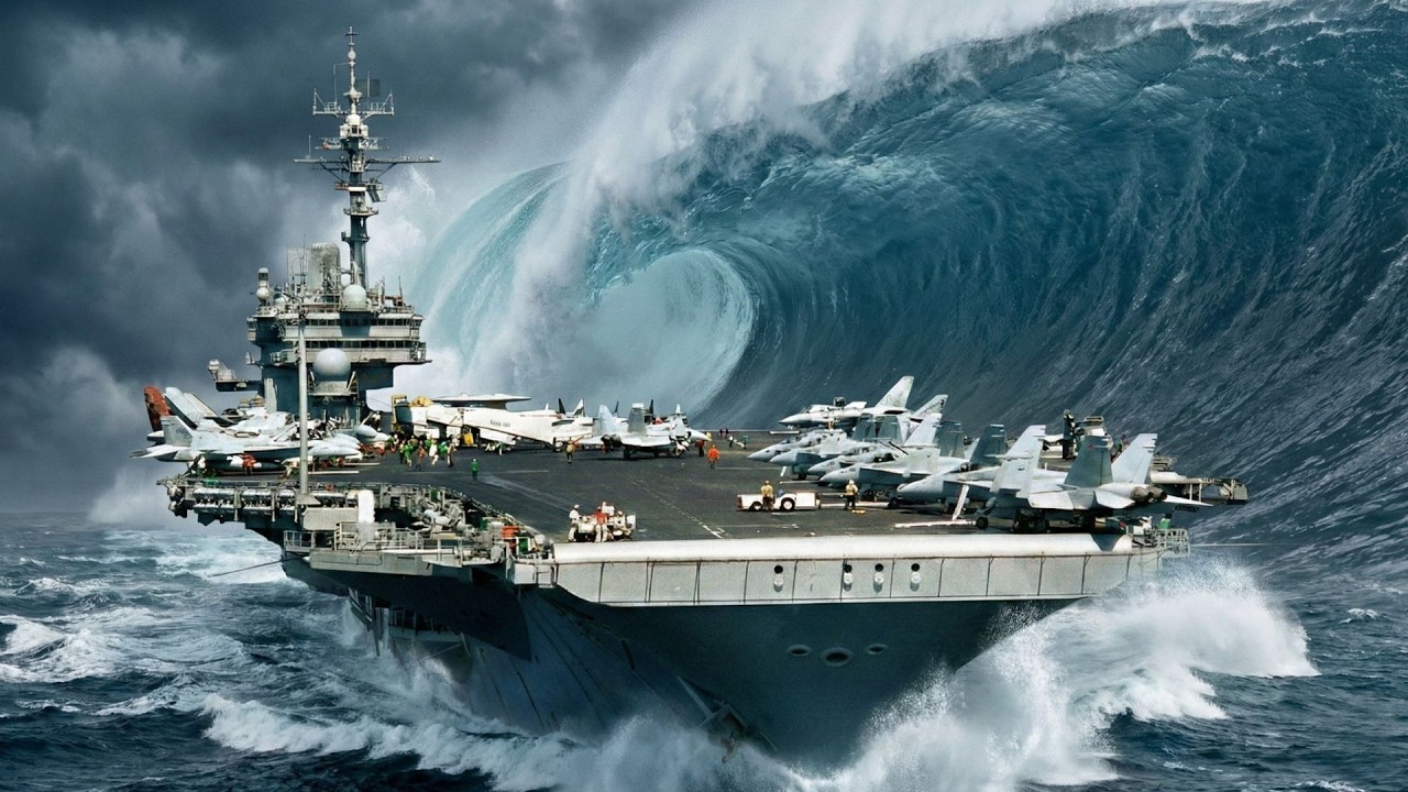 The Most Intense Naval Disaster Simulation: USS Kitty Hawk vs Giant Tsunami (AI VFX)