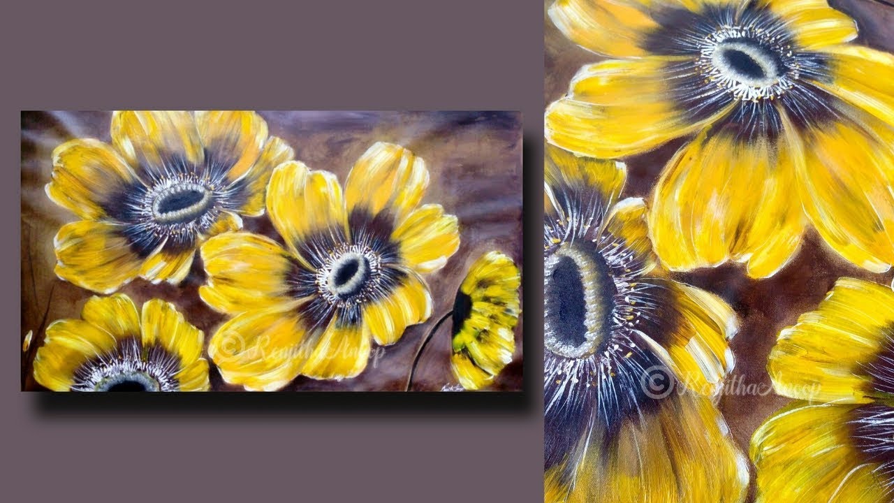 STEP by STEP Abstract Flower Painting for Beginners on Large Canvas - Painting TECHNIQUES - Day #31