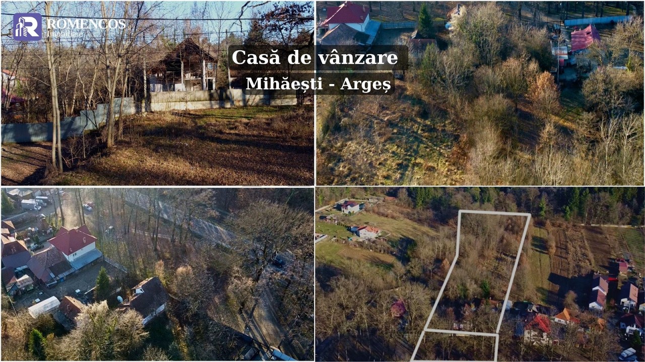 Casă și teren Mihăești la poarta Muscelului verde - tur panoramic