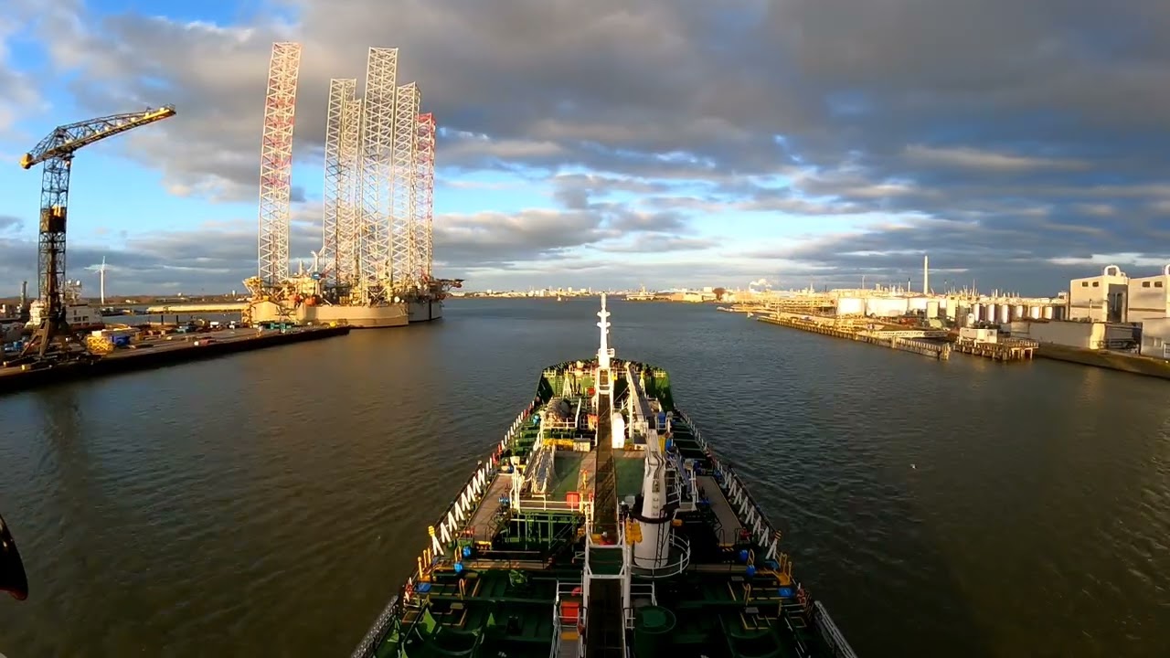 Netherlands. Rotterdam. Departure. From HES Botlek to Maassluis. Sun and Windy.