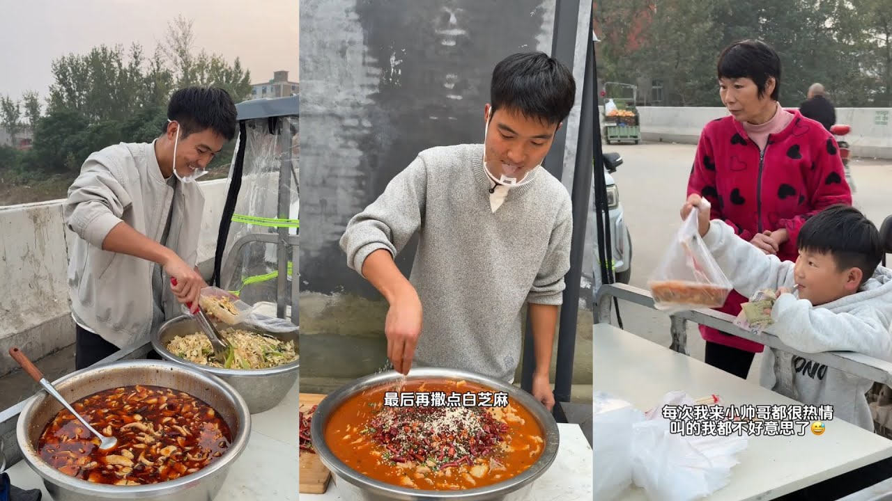 90后小夫妻在农村老家创业，在家里做了水煮肉片，拉到农村小镇售卖，看看能赚多少钱。