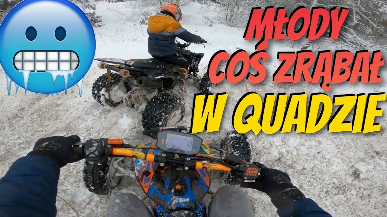 Młody nie chce się przyznać, że coś zrąbał w quadzie ! 2 quadami w zimę po śniegu ! Na pełnym gazie