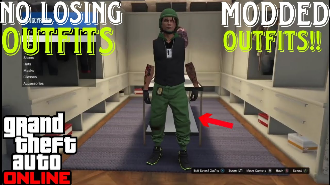 GTA 5 ONLINE-EASY GREEN JOGGERS MODDED OUTFIT WITH INVISIBLE ARMS AND HOOD (NO TRANSFER)