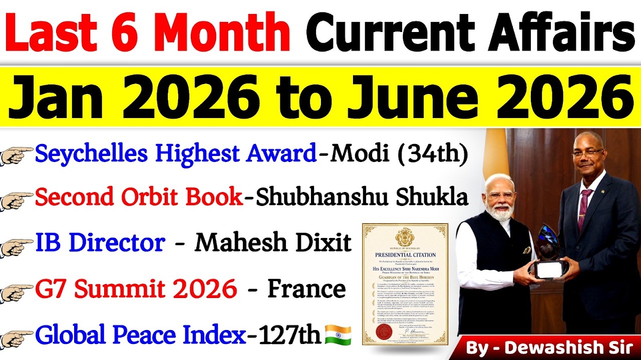 Last 6 Months Current Affairs 2026 🔥 | Jan 2026&ndash;June 2026 | 95% Questions यहीं से आएंगे 😳💯