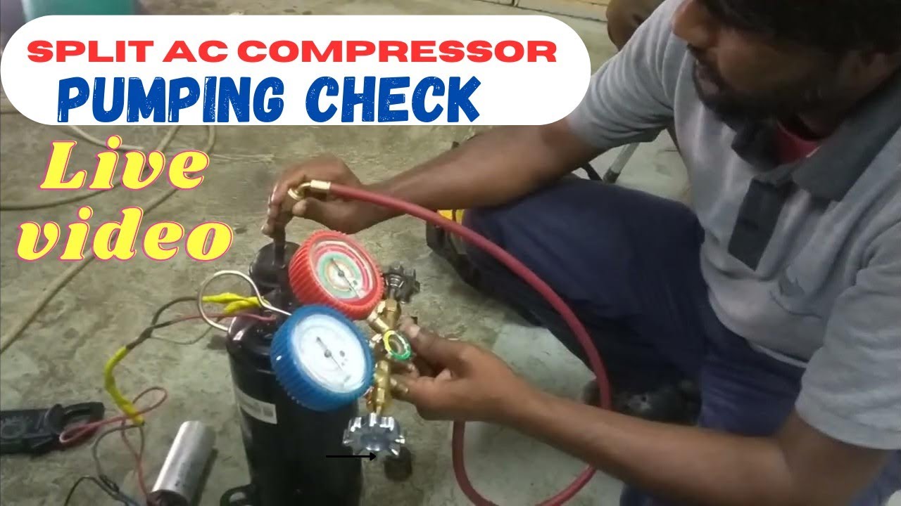 HOW to check split ac compressor pumping how to test compressor pumping,back pressure up don problem