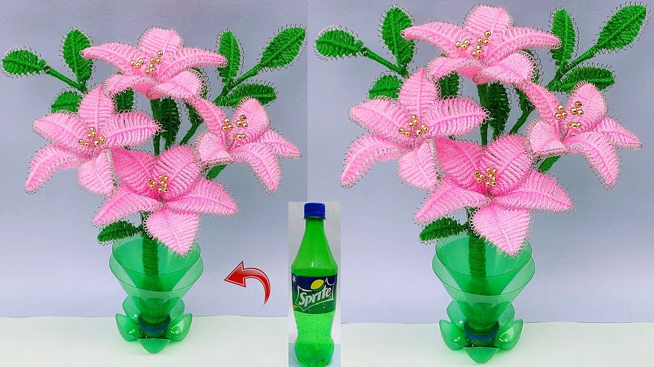 ऊन से गुलदस्ता बनाने का आसान तरीका/DIY Easy Woolen Guldasta Craft/Woolen Tree Craft idea/Wool making