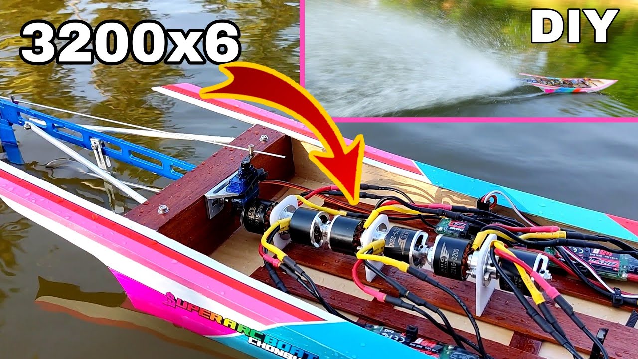 Make a Thai rc boat with 6 3200kv busless motors. .เรือสองตอนบังคับมอเตอร์บัสเลส 3200KV x 6