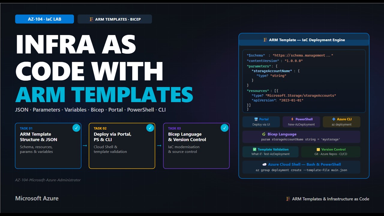 AZ-104 Lab 04: Azure Resource Manager (ARM) Templates | Infrastructure as Code Tutorial