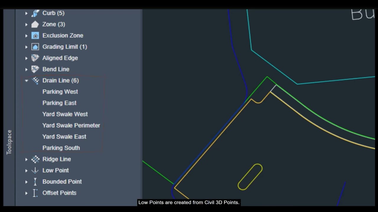 Assign Drain Lines and Low Points Using Grading Optimization Tool! #civil3d #sitegrading #modeling