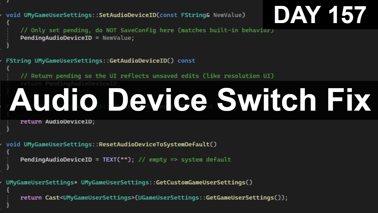 Day 157 Project Rance — Audio Device Switch Fix [Menu UI]