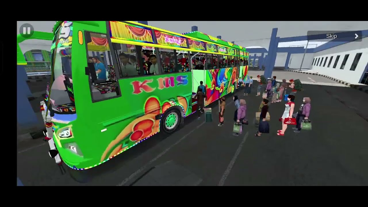 💥 K.M.S new green 🍏 colour different map bus simulator indonesia android game play video 