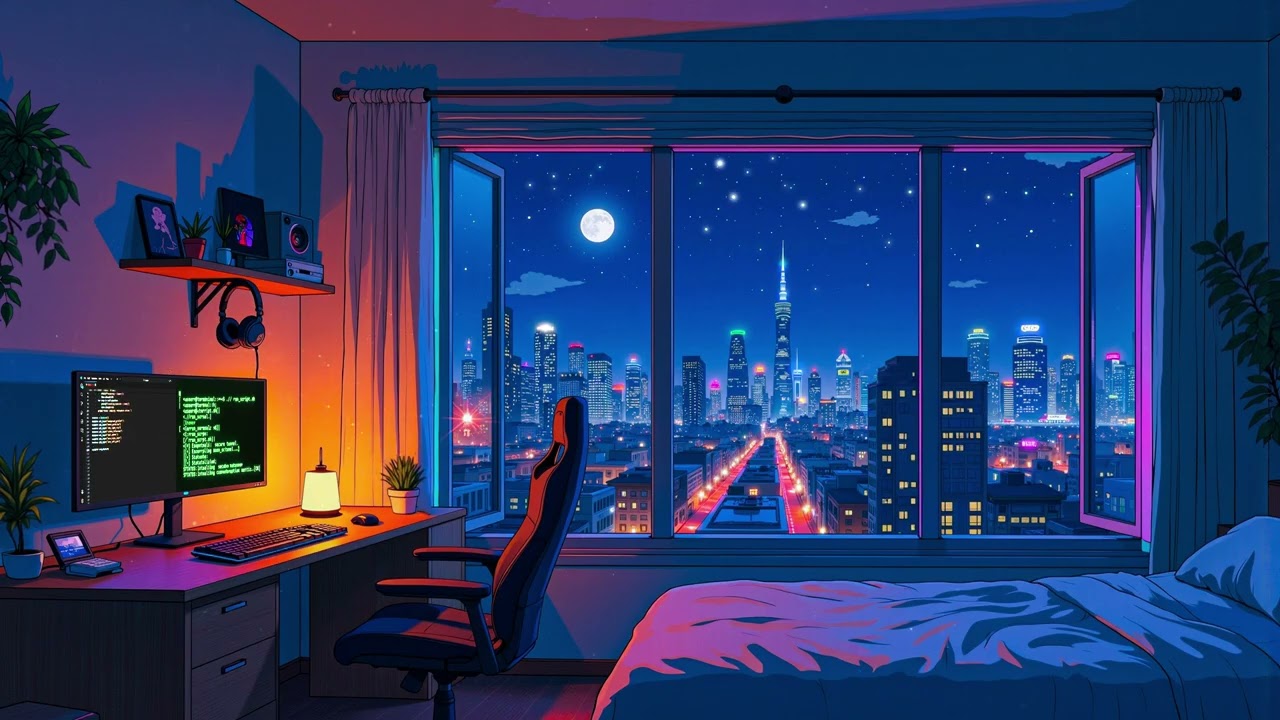 City Night Bedroom 🌙 Lofi for Late Night Study & Deep Focus 🌃 Cozy Urban Vibes