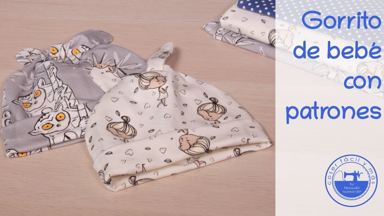 Gorrito de bebé en 3 tallas, patrones gratis