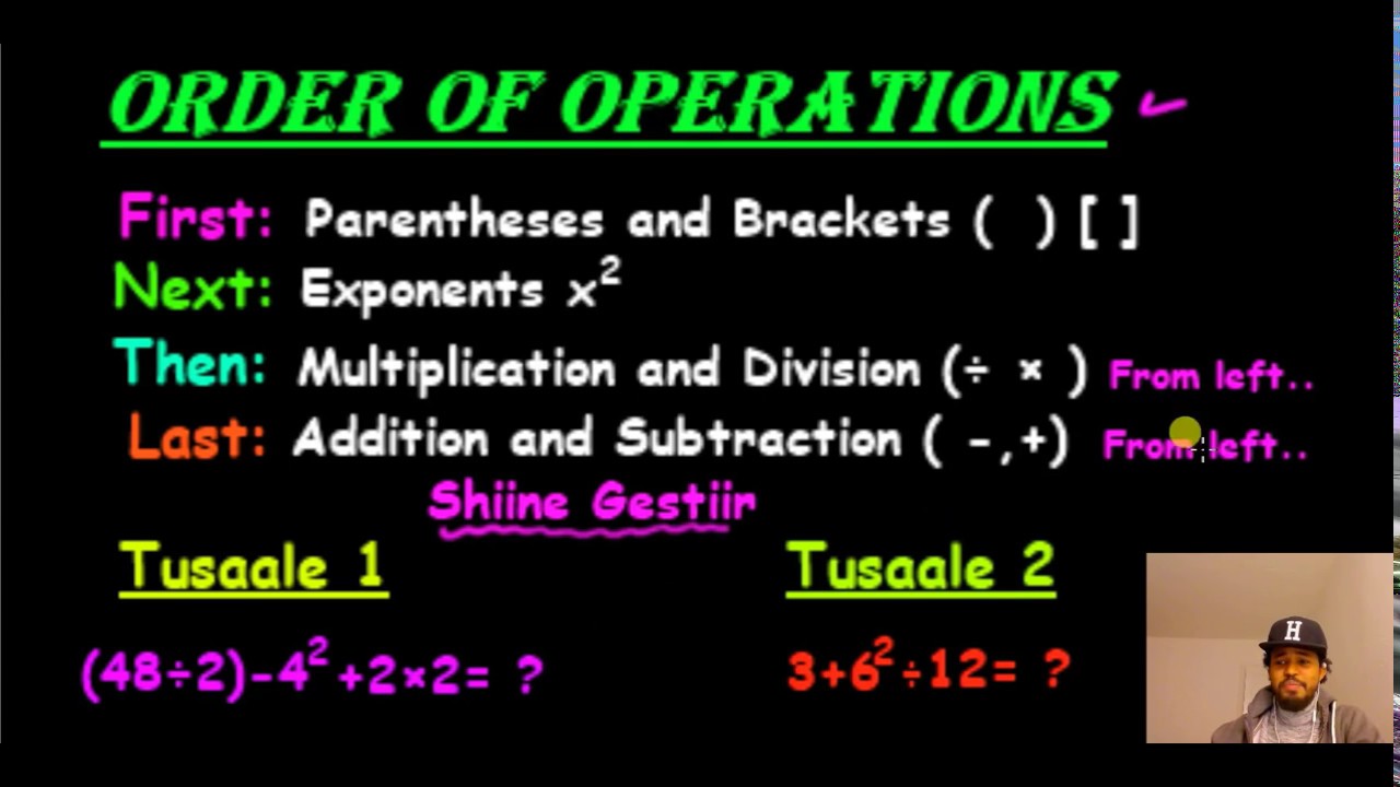 Xisaab  Order of operations ( Af soomaali )