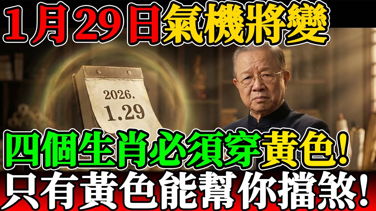 1月29日這四個生肖必須穿「黃色」！只有黃色能幫你擋煞！#曾仕強 #曾仕強教授 #易經 #易經智慧 #國學 #中國文化 #2026運勢 #2026預言 #蛇年運勢 #馬年運勢
