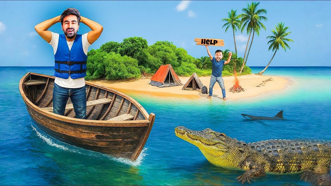 Trapped On a Mini Island For 24 Hours 🏝️ - क्या यहाँ पर बच पाएंगे ? 