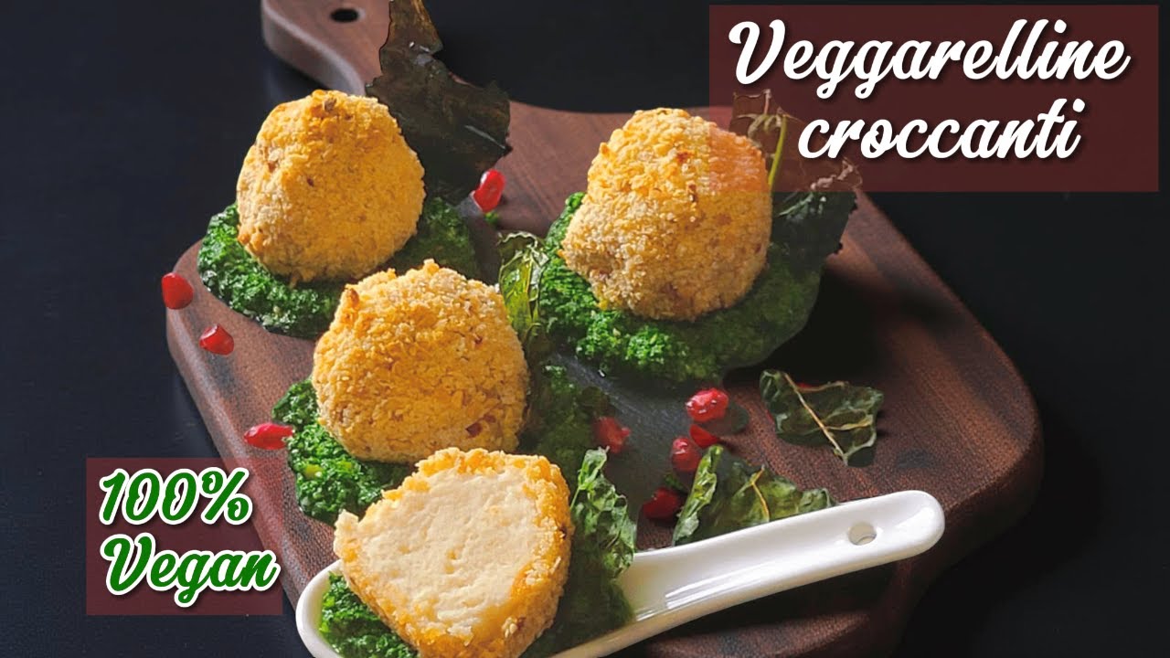 Veggarelline croccanti su pesto di cavolo nero e chips gourmet