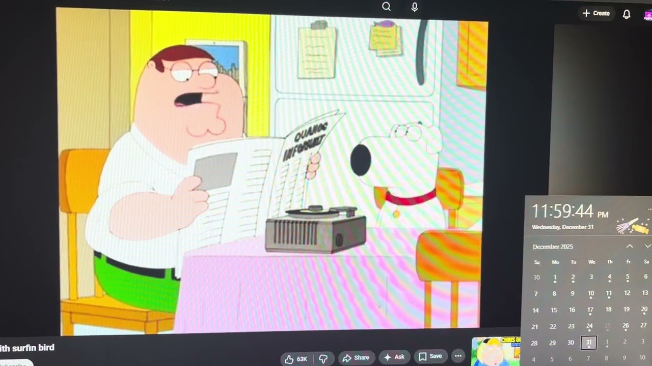 Perfectly Timing Peter Griffin Surfin’ Bird to New Year’s