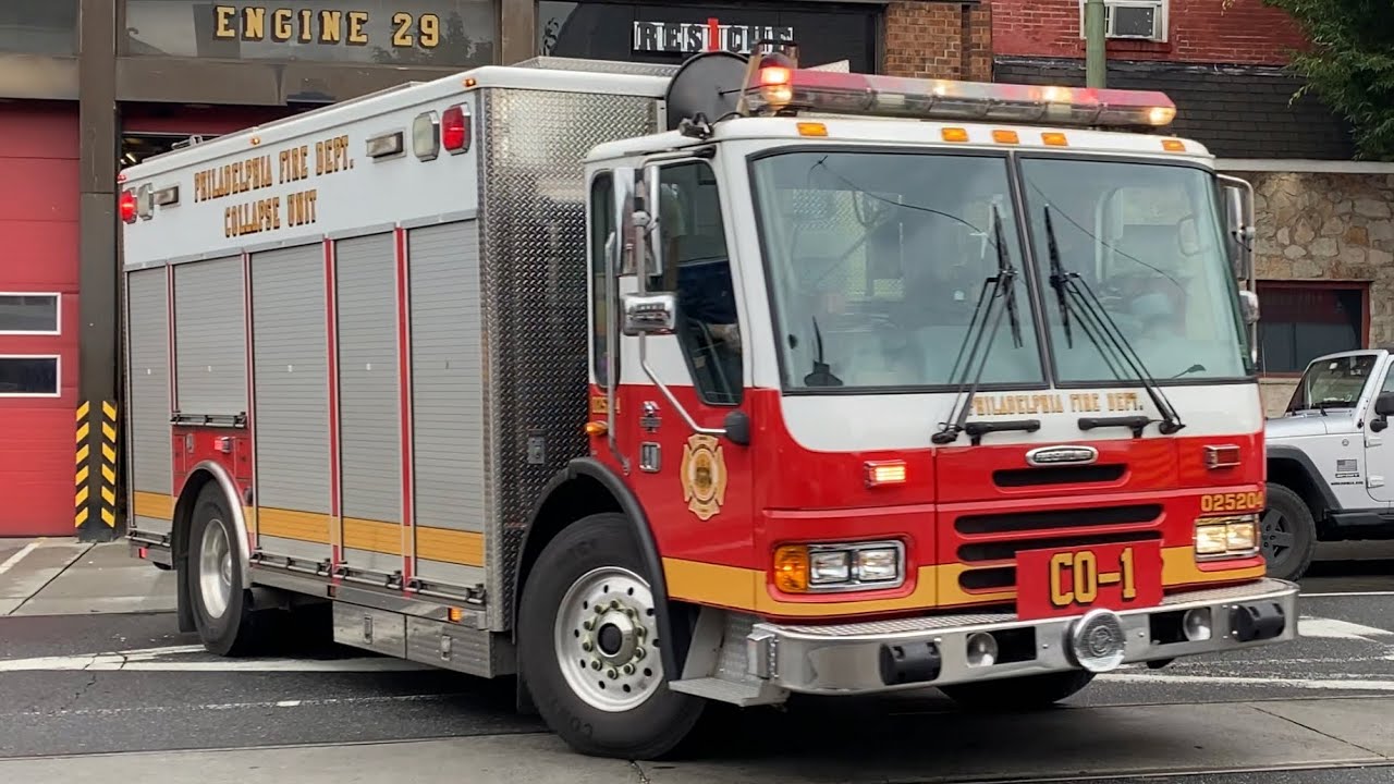 ⁴ᴷ *** RARE***  Philadelphia Fire Department Rescue 1, Collapse Unit 1 and Engine 29 Responding