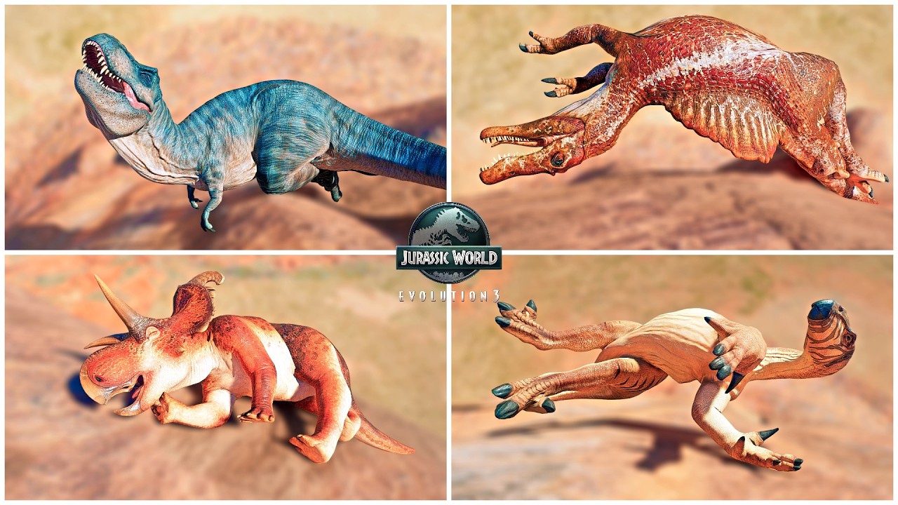 DINOSAURS GET RAGDOLLED IN JURASSIC WORLD EVOLUTION 3