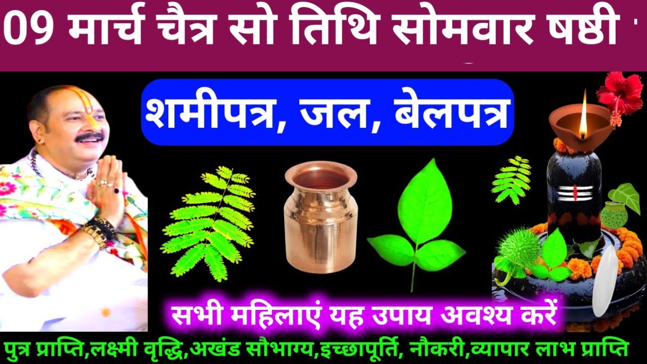 🕉 09 मार्च चैत्र सोमवार षष्ठी तिथि शमीपत्र, बेलपत्र,जल अचूक उपाय अवश्य करें 🙏❤#shiv, #upay