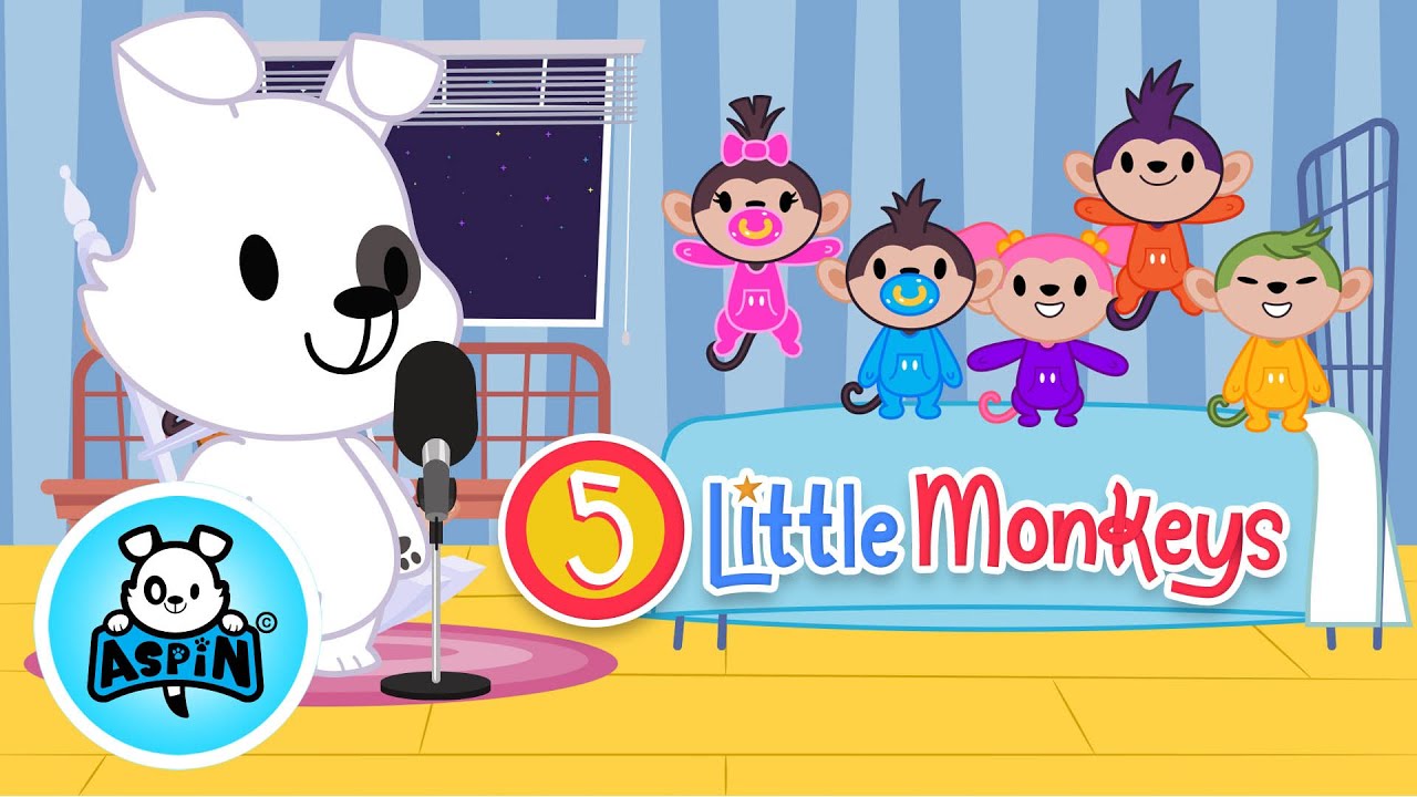 Five Little Monkeys (Sing It Version) | Aspin And Friends Nursery Rhymes & Kids Songs