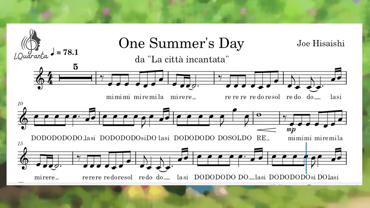 One Summer's Day da La città incantata, Hisaishi - Video spartito facilitato per flauto dolce