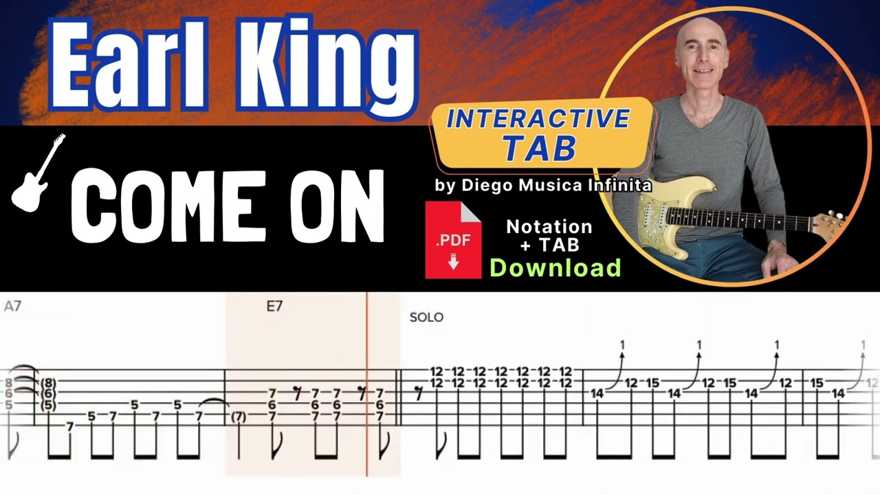 COME ON _ Earl King | Tablatura Completa #tutorialchitarra