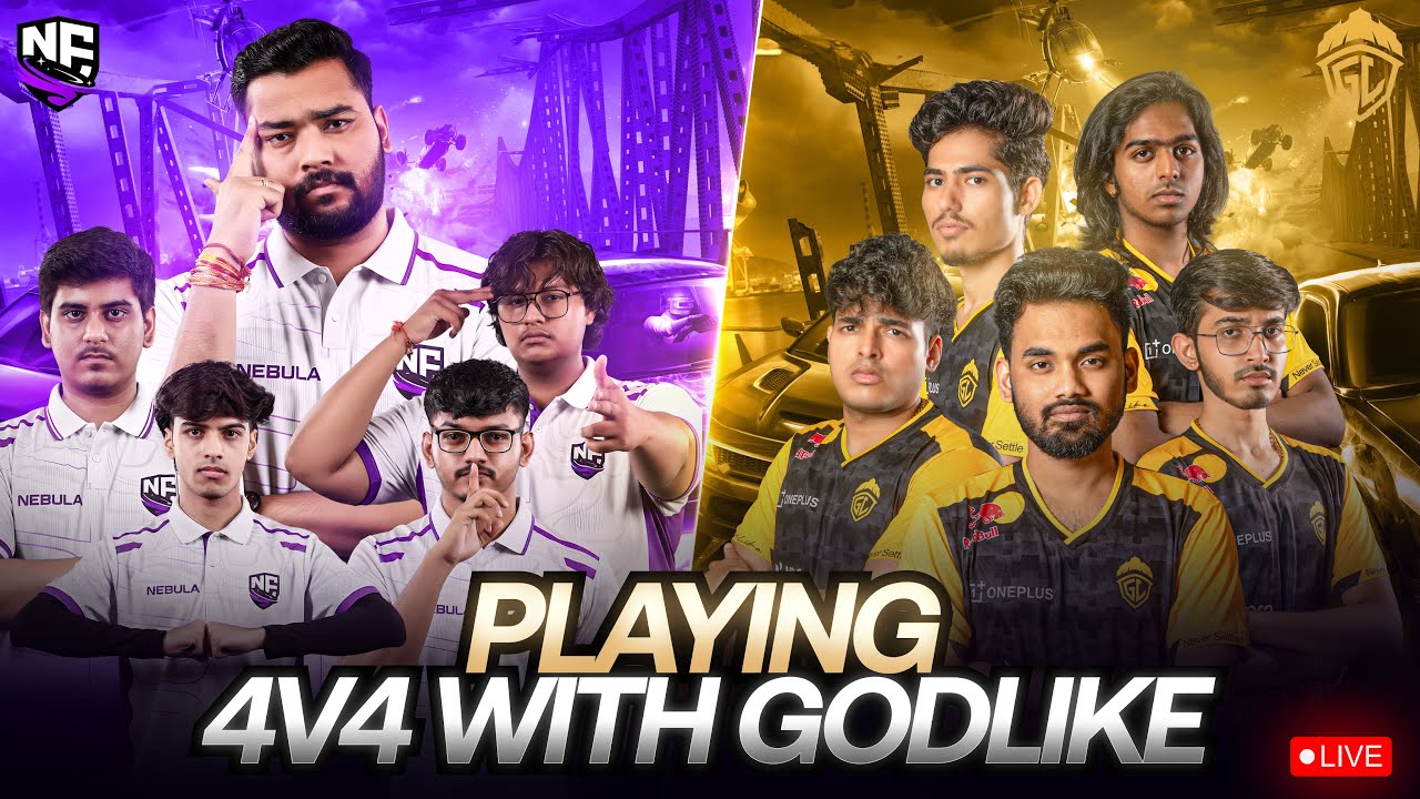 LIVE 4 V 4 with GodLike Esports💛 and scrims | Nebula Aadi 💜