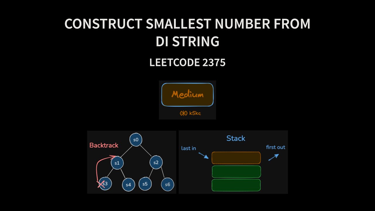 Construct Smallest Number From DI String - Leetcode 2375 | Using Backtracking and Stack