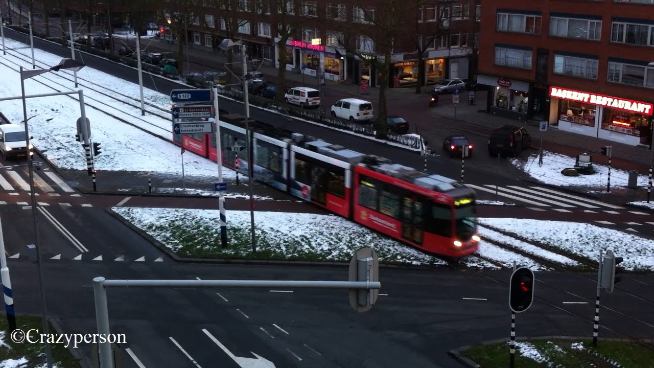 RET Metro's en Trams met Sneeuw in Rotterdam 5 februari 2015