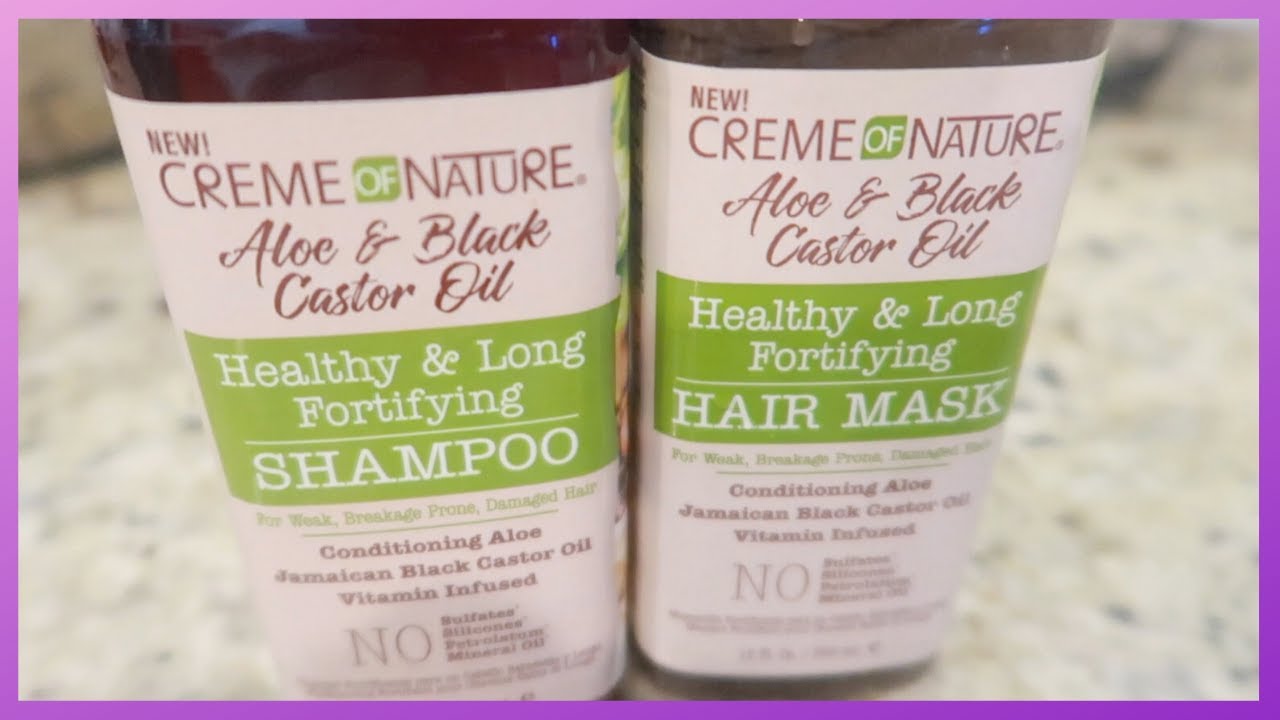 💜TRYING CREME OF NATURE ALOE & BLACK CASTOR OIL SHAMPOO AND HAIR MASK HEALTHY & LONG FORTIFYING💜