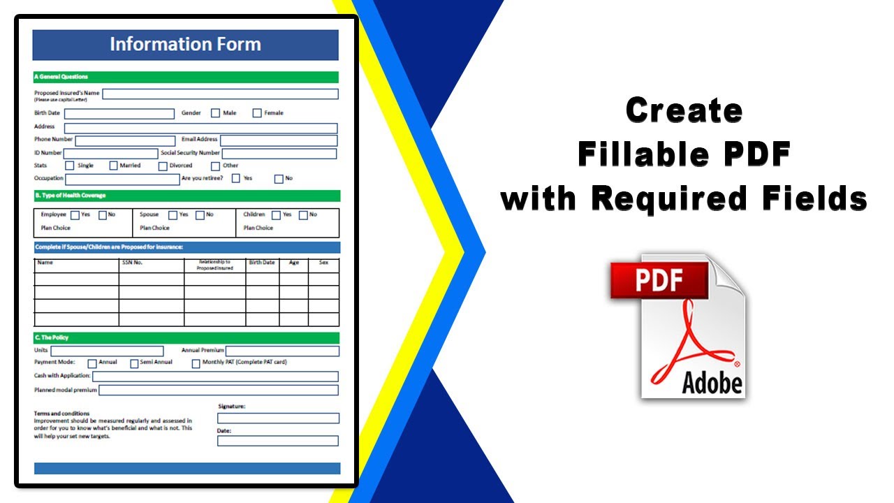 How to create a fillable pdf with required fields using Adobe Acrobat Pro DC