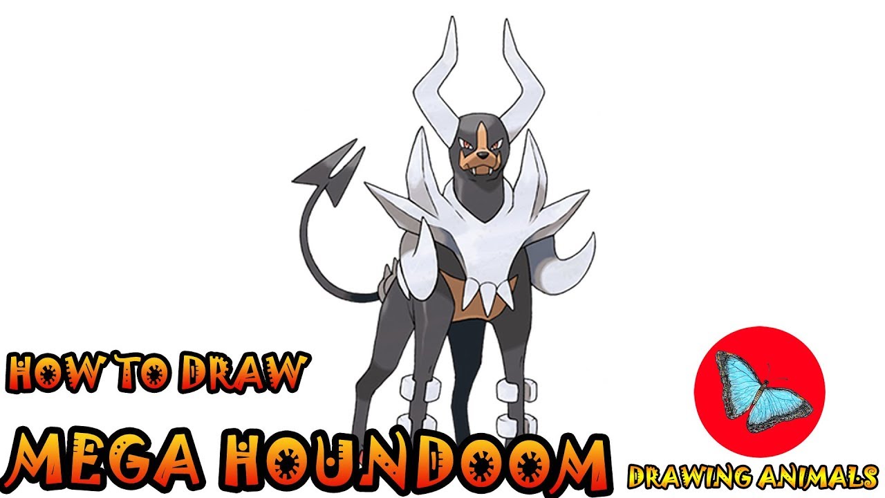 How To Draw Mega Houndoom Pokemon | Coloring and Drawing For Kids