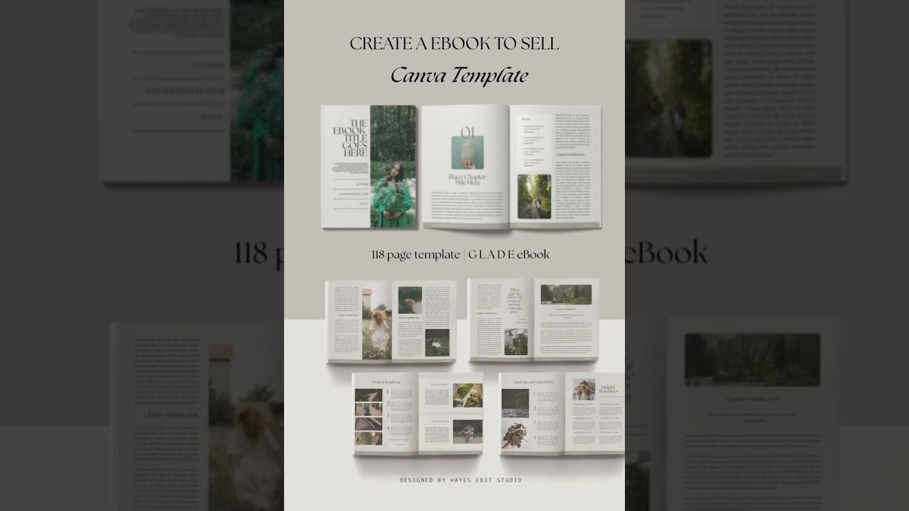 Canva eBook Template| 142 Page eBook Workbook in Glade | 3 Page Sizing Included