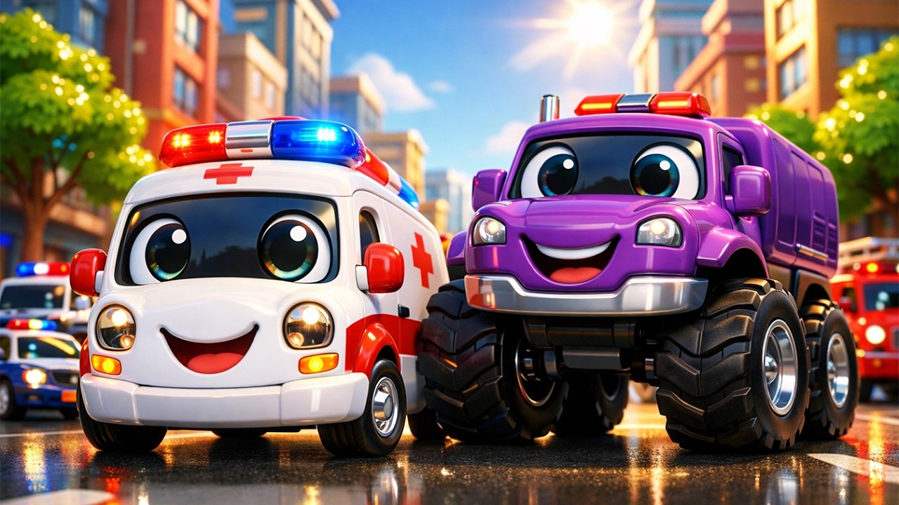 Rescue Team on the Move! 🚑💥 | Ambulance and Monster Truck Save the Day | Cartoon Cars