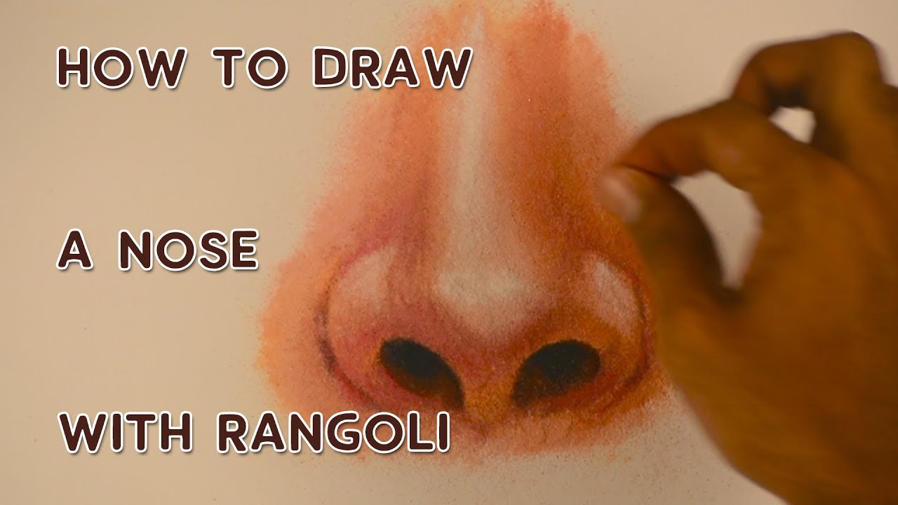 How to draw a Nose with Rangoli | basic portrait rangoli | hyper realistic rangoli | 3D art