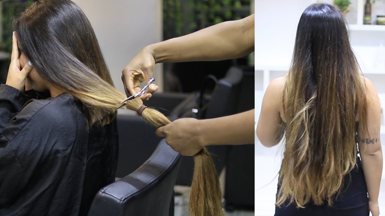 SHE CRIED 😭😭 - 💔 CUTTING VERY LONG, HIP LENGTH HAIR 💔