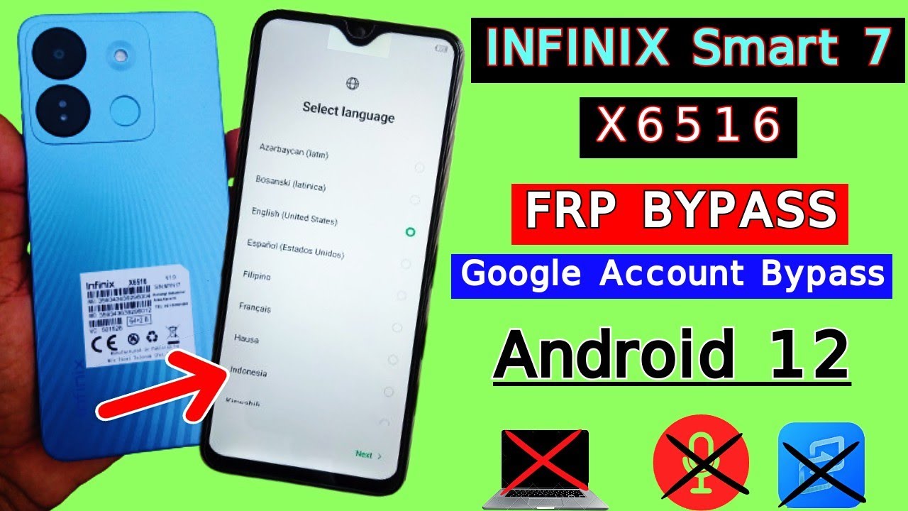 Infinix Smart 7 HD FRP Bypass Android 12 | Infinix X6516 FRP Bypass Google Account Unlock Without PC