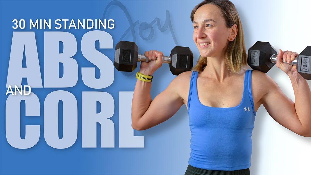 30 Min Standing ABS and CORE Workout with Dumbbells + Cardio Finisher (1 Week Standing Program)