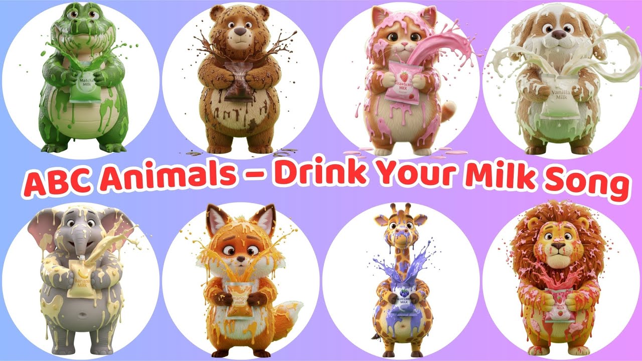 ABC Animal Sounds Song 🐾🥛 Colorful Milk Bath Fun | Daddy & Baby Animals Kids Song