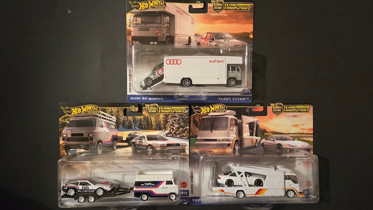 Opening Hot Wheels Team Transports - Audi - Delorean-